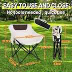 COSY105CMoon Chair Camping Chair Portable Folding Lounge Chair Lightweight Outdoor Recliner 265lbs Capacity Oxford Fabric & Aluminum Frame Includes Carry Bag for Beach Fishing Travel (White)