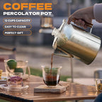 Percolator Coffee Pot Stainless Steel Camping Coffee Pot-NO Aluminum or Plastic Coffee Percolator Stovetop (12 cup)