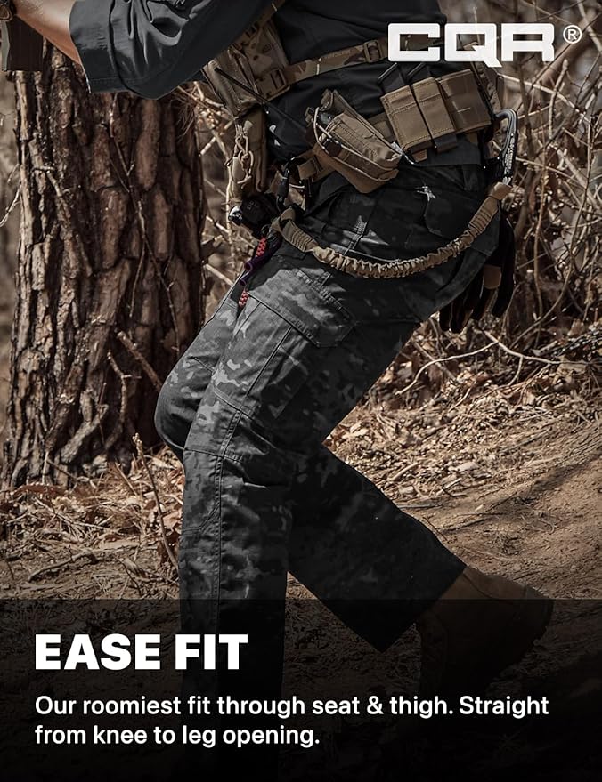 CQR Men's Tactical Pants, Water Resistant Ripstop Cargo Pants, Lightweight EDC Work Hiking Pants, Outdoor Apparel