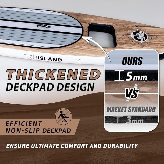 TRUISLAND Inflatable Paddle Board, Stand Up Paddle Board with Backpack, Non-Slip Thickened Deckpad, Waterproof Phone Case, Leash, Paddle, Hand Pump