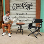 EVER ADVANCED Aluminum Lightweight Directors Chair Foldable, Folding Studio Movie Chairs Camping Event Vendor Chair, 19" Seat Height Black Fabric/Grey Frame, Support 350lbs