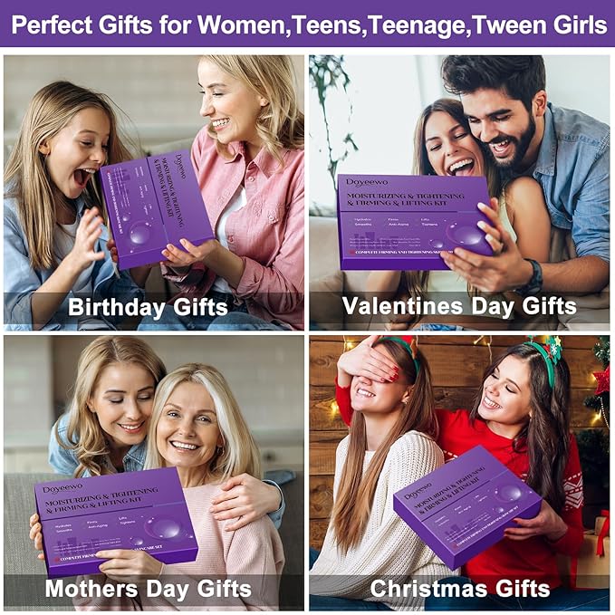Skin Care Set,6Pcs Professional Womens Teens Tighten Lift Firm Skincare,Hydrate Anti-Aging Facial Routine Kit Travel Gift Set,Birthday Christmas Secret Santa Gifts for Women Teenage Girl Wife Mom | Professional