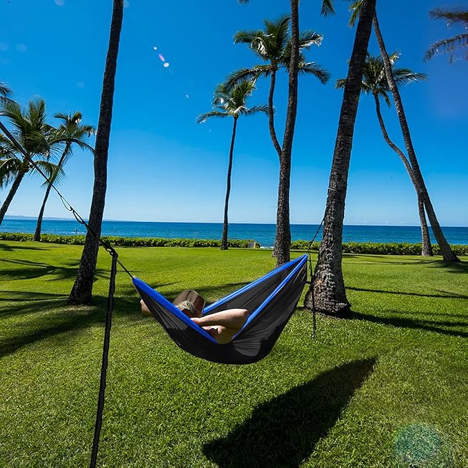 Grassman Camping Hammock Double & Single Portable Hammock with Tree Straps, Lightweight Nylon Parachute Hammocks Camping Accessories Gear for Indoor Outdoor Backpacking, Travel, Hiking, Beach
