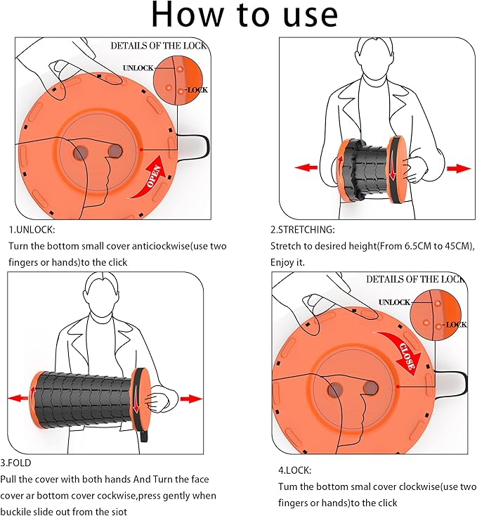 ALEVMOOM Telescoping Stool with Cushion,Portable Collapsible Stool,Camping Stools Retractable Folding Chair,More Sturdy Capacity 440Ib,for Garden Hiking Travel BBQ with Carry Bag&Carabiner