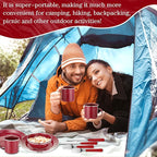 Nuogo 12 Pcs Enamel Camping Tableware Set Dinnerware Kit Includes 12 oz Coffee Mugs Camping Plates Bowls and Utensils Set with Knife Fork Spoon for 2 People Hiking Picnic Outdoor
