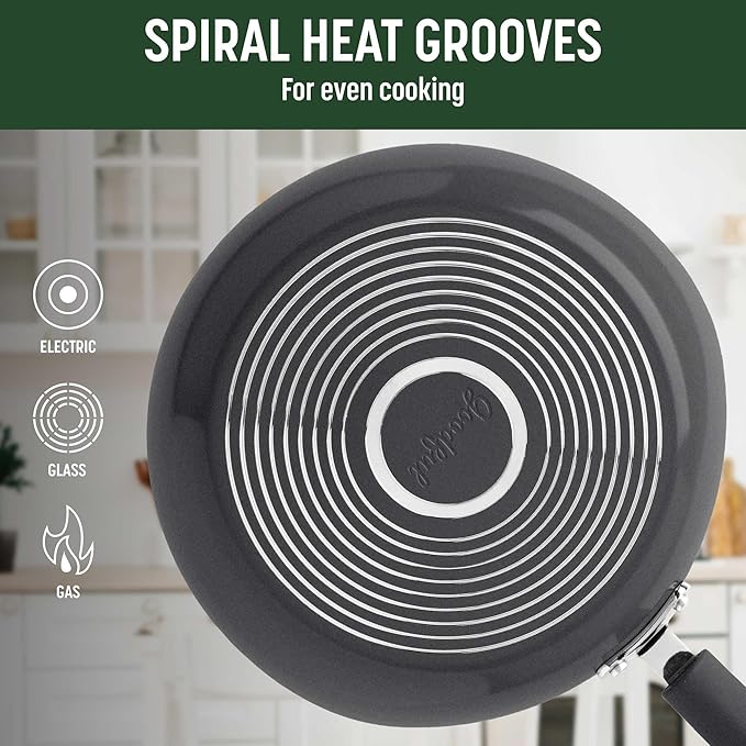 Goodful Ceramic Nonstick Pots and Pans Set, Premium Ceramic Coating Made without PFOA, PTFE or PFAS, Dishwasher Safe, 12-Piece, Charcoal Gray