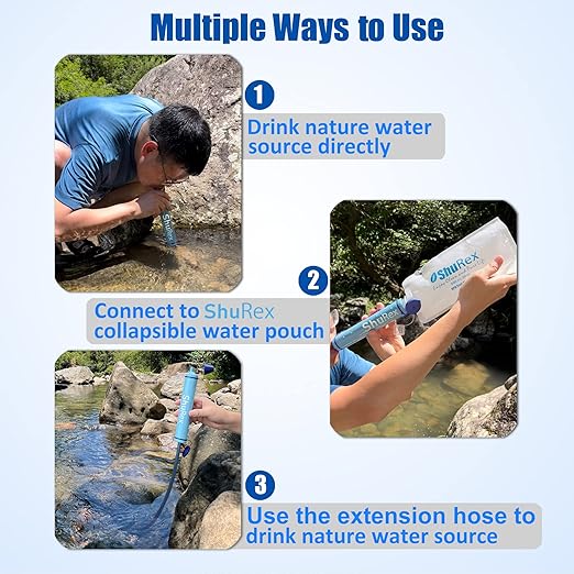 Gravity Fed Water Filtration System with Adjustable Tree Strap, Large Gravity Bag with Filter Straw, Water Purifier Survival for Travel, Backpacking, and Emergency Preparedness (12L)