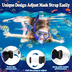 U PHITNIS Kids Snorkel Set for Age 4-14 - Dry Top Snorkeling Gear for Kids Junior & Youth - Childs Diving Mask with Big Eyes for Boys Girls - Anti-Fog Snorkeling Mask and Snorkel Set