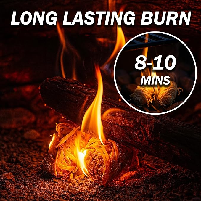 Fire Starters – 50 Natural Fire Starter Pieces for Fireplace, Wood Stove, Campfire, BBQ, Pizza Oven, Fire Pit & Smoker – Safe Charcoal Starters for Grill & Pellet Stove