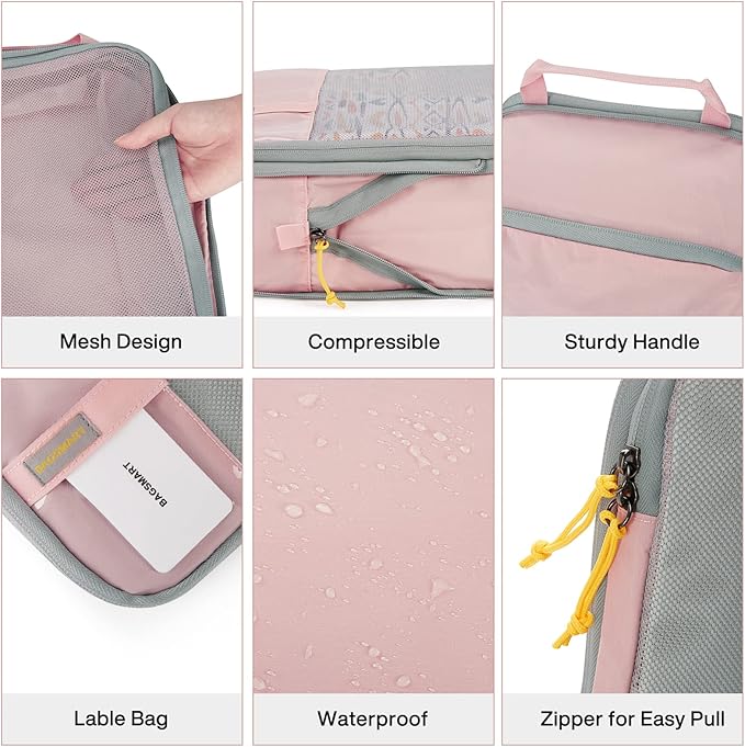 BAGSMART 6 Set /4 Set/2 Set Compression Packing Cubes for Travel, Lightweight Luggage Organizer Bags, Durable Space Saver Bags Travel Essentials