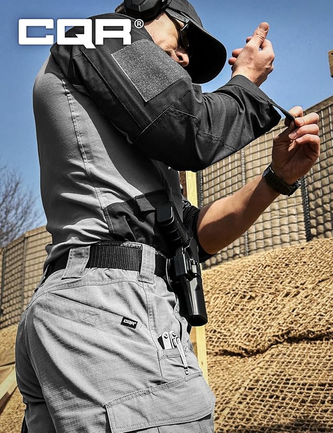 CQR Men's Tactical Pants, Water Resistant Ripstop Cargo Pants, Lightweight EDC Work Hiking Pants, Outdoor Apparel