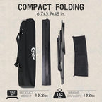 PORTAL Camping Table Portable Foldable with Adjustable Legs, Aluminum Folding Table Roll Up Table with Carrying Bag for Outdoor, Beach, Picnic, Backyards, BBQ and Party, Black, Big