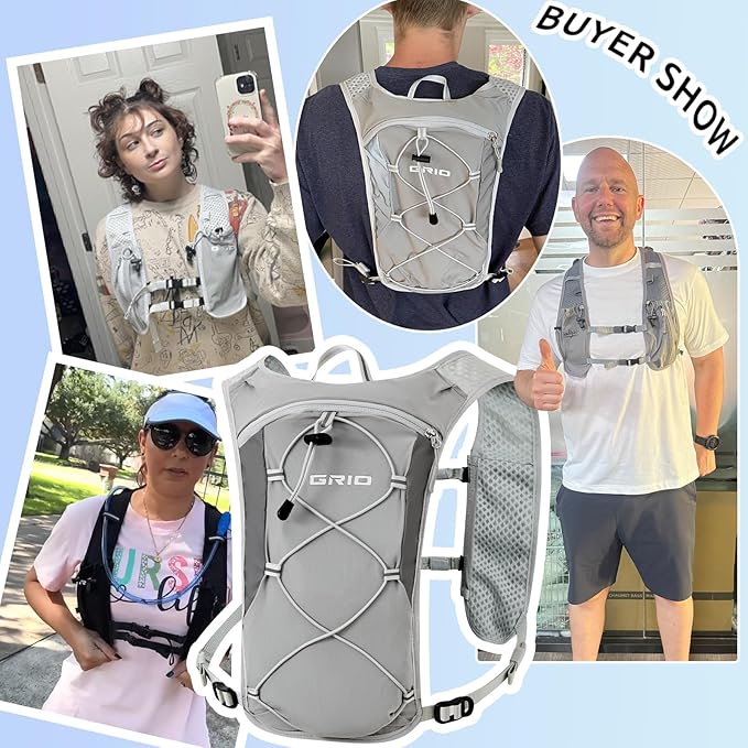 Running Vest for Women Men, Adjustable Chest Straps Running Hydration Vest with 1.5L Water Bladder, Lightweight Breathable Reflective Hydration Pack for Marathon, Trail, Hiking, Cycling
