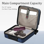 16" Carry On Briefcase Luggage with 2 Laptop Compartments, Lightweight Hardshell Suitcase with Spinner Silent Wheels, for Commute Work Business Trip, Dark Blue