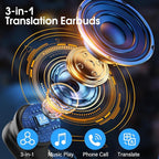 AI Language Translator Earbuds Real Time, 164 Language/6 Translation Modes Translator Earbuds 3-in-1 Translation Headphones, Bluetooth 5.4 Translation Device for Travel Business Learning, Black