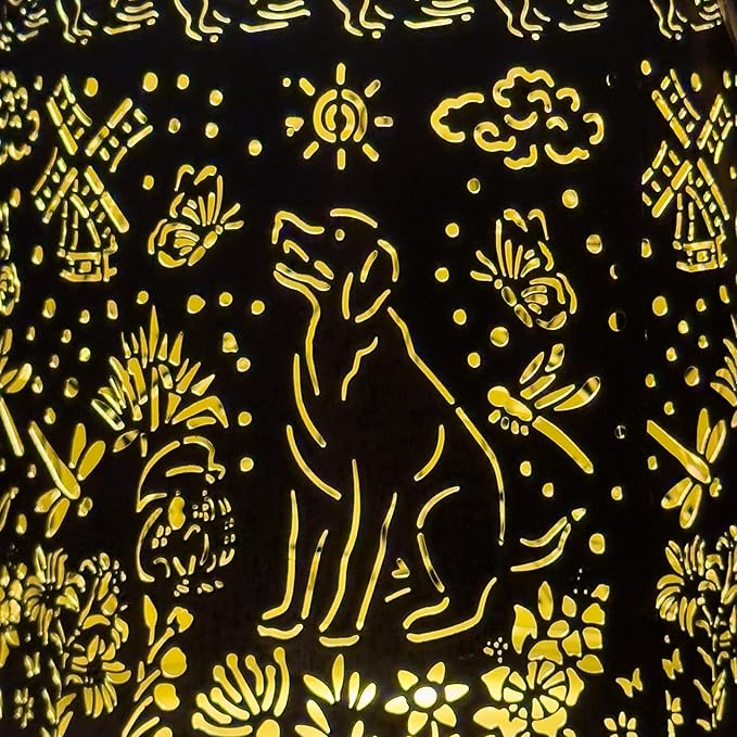 Lawn Social Solar Lanterns Outdoor Waterproof, Dog Metal Hanging Solar Lights for Outside, Garden Decor Birthday Gifts for Women Mom Grandma, Outdoor Lantern for Patio Yard Walkway Balcony Porch