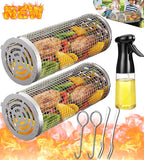 Rolling Grilling Baskets for Outdoor Grill Bbq Net Tubes Cylindrical 2023 Food Csges Cinderlinder Masters Mens Birthday Gift Ideas for Dad Father Day Husband Brother Uncle Stepfather Boyfriend