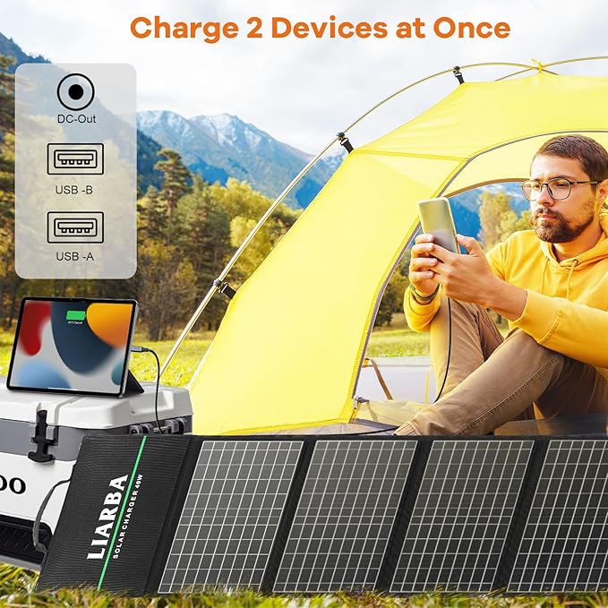 40W Solar Panels,Professional Solar Panel Charger,Foldable Solar Panels, Portable Solar Panel with USB Qc3.0/DC Port for Compatible with Power Station, Cell Phone,Outdoor Camping Van RV Trip