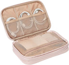 NISHEL Travel Cord Organizer Case, Double Layers Tech Electronic Bag, Essentials for Charger, Cable, Phone, Flash drive, Large, Pink