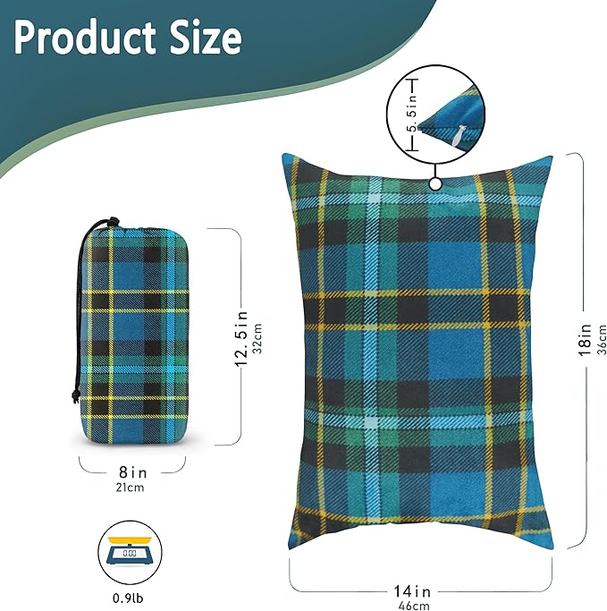 Camping Pillow Shredded Memory Foam Travel Pillows for Sleeping Compressible Lightweight Camp Pillow Washable Backpacking Pillow for Camping & Hiking Firm Supportive Small Pillow for Travel