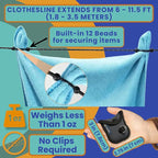 Travel Laundry Detergent Sheets, Portable Clothesline with Universal Sink Stopper – Lightweight Clothesline, Laundry Detergent Sheets & Sink Stopper best for Cruise, Hotel, Camping & On-the-Go Washing