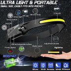 Headlamp Rechargeable 8 Pack, LED Headlight Flashlight Super Bright with 230° Wide Beam, Motion Sensor, 5 Modes Waterproof Head Lamp for Outdoor Hiking Running Camping