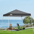 EAGLE PEAK 10x10 Slant Leg Pop-up Canopy Tent Easy One Person Setup Instant Outdoor Beach Canopy Folding Portable Sports Shelter 10x10 Base 8x8 Top (Gray)