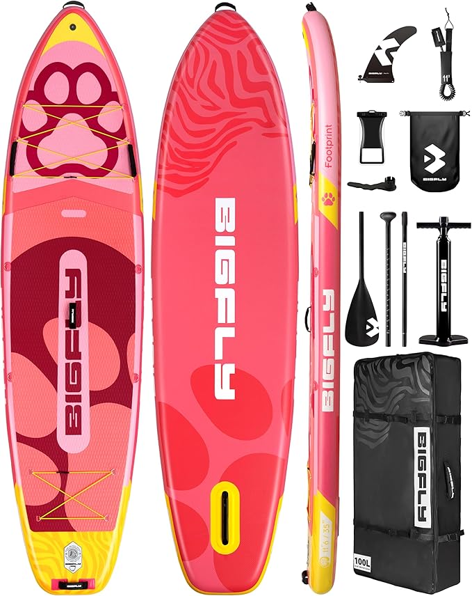 Bigfly 11'6×35" Super Wide Inflatable Stand Up Paddle Board, Ultra Stable Wide SUP for 2+1 People/Family/Big Size, 100L Backpack, All-Round Sup Board, US Big Fin