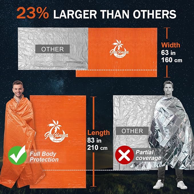 3-Pack Emergency Blanket, Extra-Thick Extra-Large Survival Blanket, Thermal Reflective Emergency Thermal Blanket for Outdoor Adventures, for Camping, Hiking, and Car Emergencies