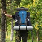 Bseash 60L Hiking Camping Backpack with Rain Cover, Waterproof Large Capacity Outdoor Sport Travel Daypack Climbing Touring (Blue Green)