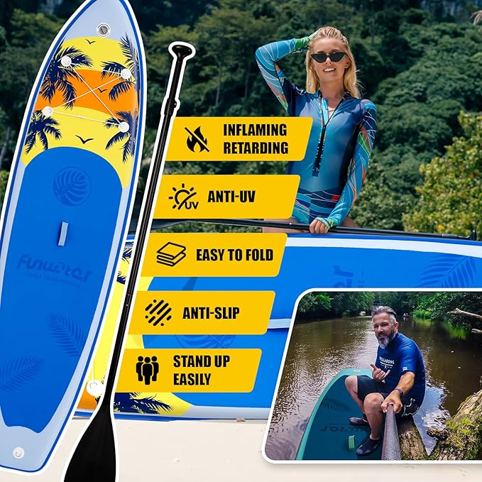 FunWater Stand Up Paddle Board Ultra-Light Inflatable Paddleboard with SUP Accessories for Adults & Youth of All Skill Levels