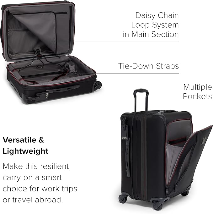 TUMI - Aerotour 4 Wheel Expandable Luggage - Men's and Women's Lightweight Business and Leisure Travel Suitcase - 21.75" Continental Expandable Carry-On, Black