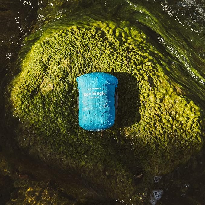 KAMMOK: Roo Single Hammock | Made from Strong & 100% Recycled Water Resistant Ripstop Fabric | Comfortable, Packable, Lightweight (Lifetime Adventure Grade Warranty), Sky Blue