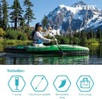 INTEX Challenger Inflatable Kayak Series: Includes Deluxe 86in Kayak Paddles and High-Output Pump – SuperStrong PVC – Adjustable Seat with Backrest – Removable Skeg – Cargo Storage Net