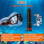 ARCHON D2A Small Diving Flashlight, Dive Headlamp Waterproof Flashlight Black Backup Light with Stainless Steel 316 Face Mask Clip for Underwater Lighting