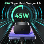 45W Super Fast Charger USB C Android Phone Type C Charger Fast Charging Block with 6.6FT Cord for Samsung Galaxy S26/S26 Ultra/S26+/S25 Ultra/S25/S24 Ultra/S24/S23 Ultra/S22/S21/S20/Note 10, Black