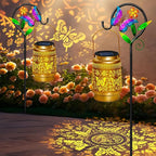2 Pack Butterfly Solar Lanterns Outdoor Waterproof Hanging,Metal Solar Garden Lanterns for Yard Patio Pathway Lawn Front Porch,Birthday Gifts for Mom Woman Grandma
