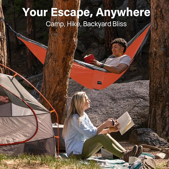 Kootek Camping Hammock, Portable Hammocks with Tree Straps & Attached Carry Bag, Camping Essentials Gear, Perfect for Outside Indoor Hiking Beach Backpack Travel
