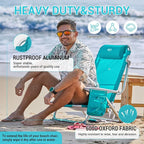 #WEJOY Folding Beach Chair for Adults, 4-Position Aluminum Lightweight Beach Chair, Low Sands Chairs with Shoulder Strap, Cup Holder and Padded Headrest, Supports 265lbs for Lawn
