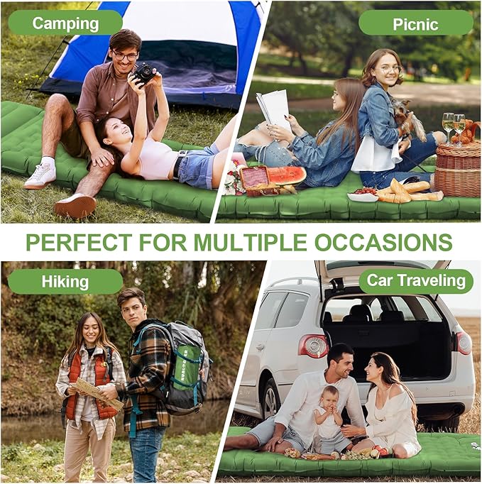 Camping Sleeping Pad,5.5" Extra Thick Inflatable Sleeping Pads with Pillow Built-in Foot Pump Sleeping Mat Compact for Camping, Backpacking, Hiking,Traveling Tent