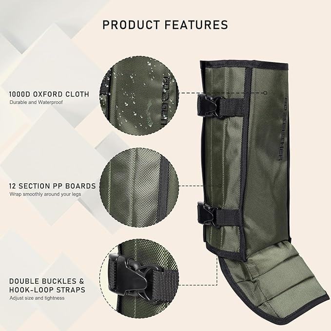 Snake Gaiter, Gaiters for Hunting, Waterproof Snake Chap for Men and Women,Shoe Boot Leg Gaiter with Adjustable Size