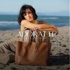 Italian Leather Tote Bag for Women - Large Shoulder Shopper, Fits 16” Laptop, Keychain Holder, Made in Italy