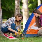 8" Tent Stakes Heavy Duty 12 Pack, Screw in Tent Stakes, Metal Threaded Camping Stakes, Ground Anchors for Canopies, Gardening and Inflatable Decor, with Storage Box and Hex Socket