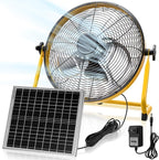 14 Inch Solar Panel Powered Fan, 2 in 1 Solar Panel or AC Charger Powered Fan 12W 9V Portable for Chicken Coop Greenhouse Household Exhaust Camping Travel Outdoor(Yellow)