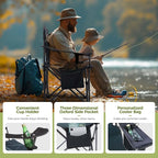 ALPHA CAMP Oversized Camping Chair Heavy Duty Lawn Chair with Cooler Bag Support 450 LBS Steel Frame Collapsible Padded Arm Quad Lumbar Back Folding Chair for Lawn Outdoor
