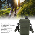 Outdoor - 2L Portable Water Canteen with Waist Bag, Multi Fuctional PVC Flat Camping for Surplus or Bushcraft Gear (OD Green)