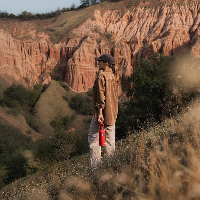 Super Sparrow Insulated Water Bottle - 17 Oz / 25 Oz / 32 Oz - Standard Mouth FlipFlow Flask - BPA Free, Leak Proof Drink Bottle- Ergonomic Straw Water Bottles for Work, Gym, Travel, Sports