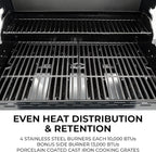 Kenmore 4-Burner Gas Grill with Side Burner, Outdoor BBQ Grill, Propane Gas Grill, Cast Iron Cooking Grates, Electronic Ignition, Warming Rack, Open Cart Design, 53000 BTUs, Black