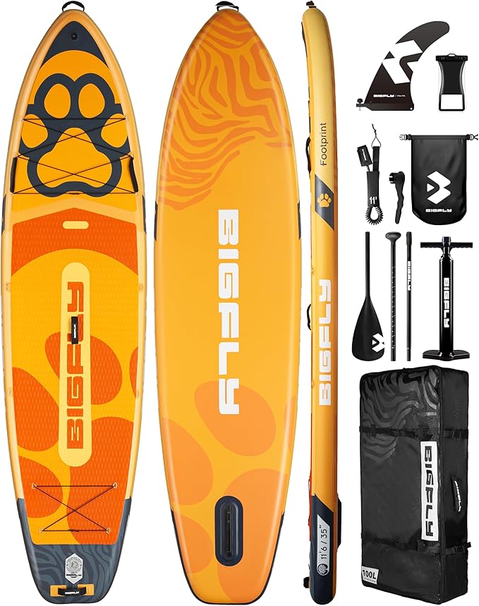 Bigfly 11'6×35" Super Wide Inflatable Stand Up Paddle Board, Ultra Stable Wide SUP for 2+1 People/Family/Big Size, 100L Backpack, All-Round Sup Board, US Big Fin