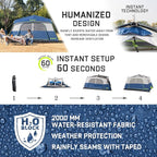 4/6/8 Person Instant Tent, Waterproof Pop Up Tents for Camping with Rainfly, 60 Seconds Easy Setup, Automatic Cabin Tent for Family Camping with Expandable Carry Bag & Upgraded Ventilation